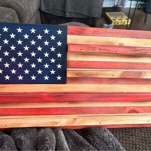 Wooden American Flag Challenge Coin Display